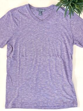 21MEN - Forever21 Striped Purple V-Neck Tee Shirt